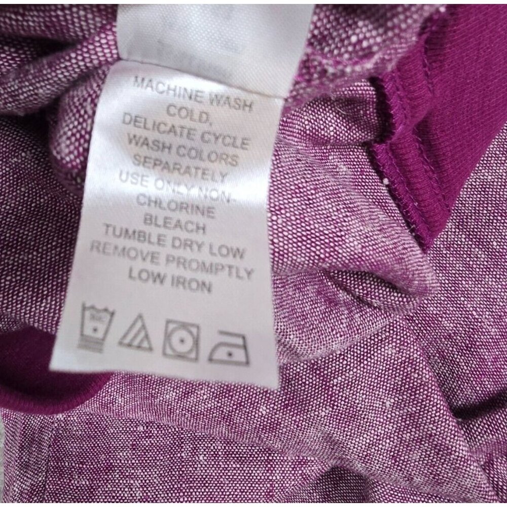 Woman Within Linen Blend Pants Womens Size 22 PETITE Purple Plus Pull On Summer - Picture 11 of 12